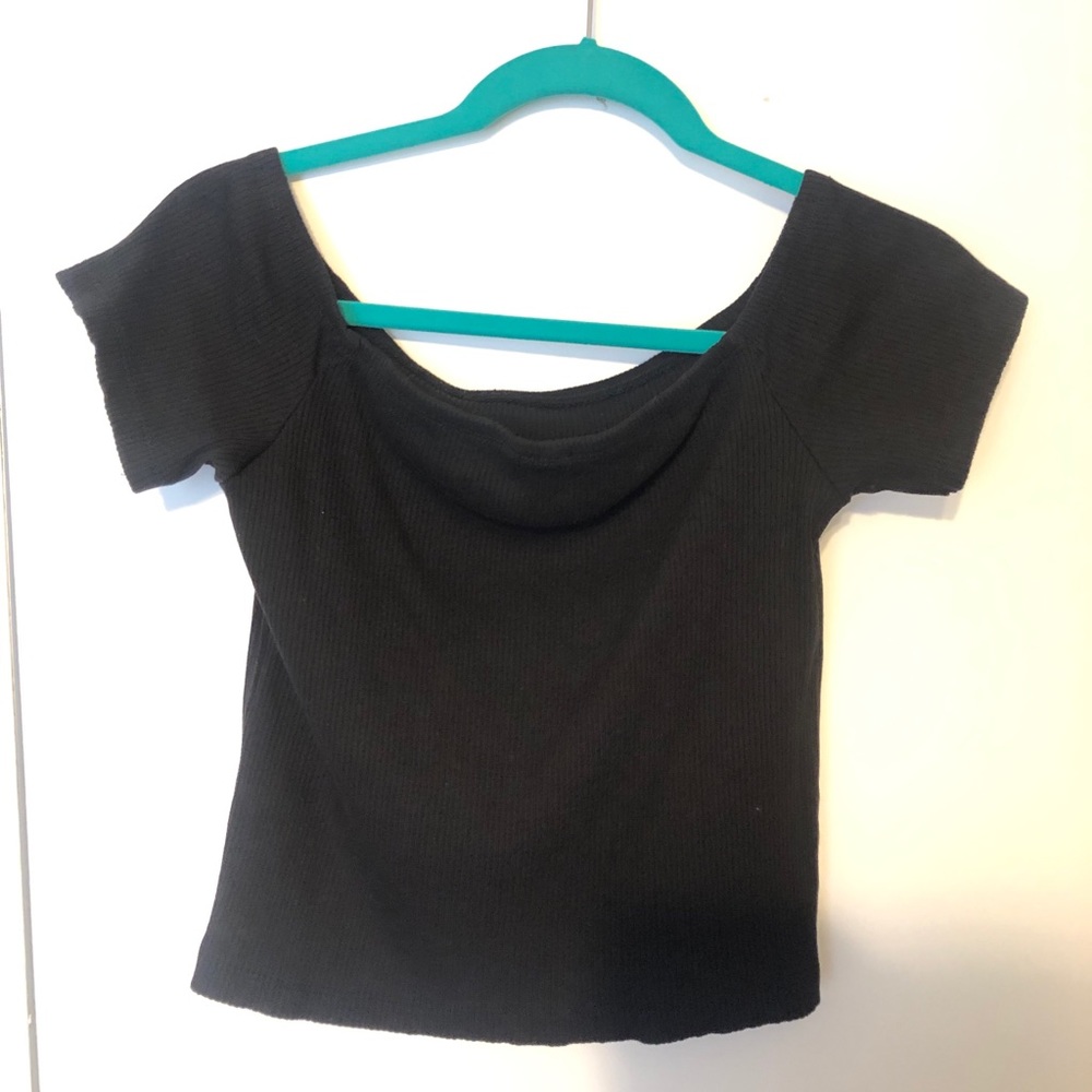 Black off the shoulder crop top
